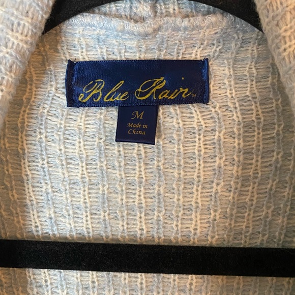 Francesca’s Blue Rain Light Blue White Square Pattern Open Front Cardigan - Picture 3 of 10